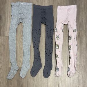 Kids' Tights Set size 6-8Y- Gray, Black, Pink
